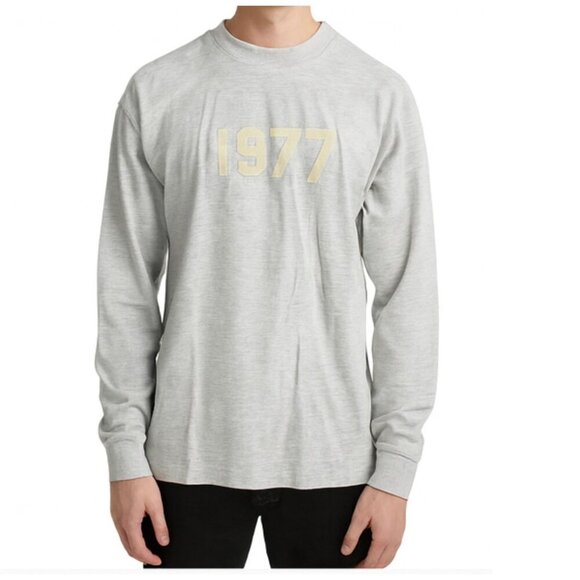 Fear Of God Essentials 1977 t shirt Long Sleeve Mens Size Medium Heather gray - Picture 1 of 8